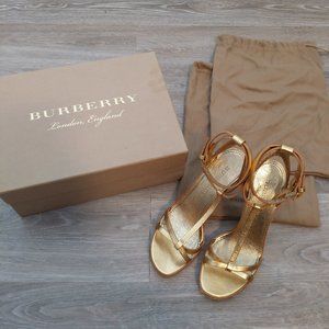 Burberry Gold Sandals size 37.5 (UK 4.5) worn once with dust bag and box